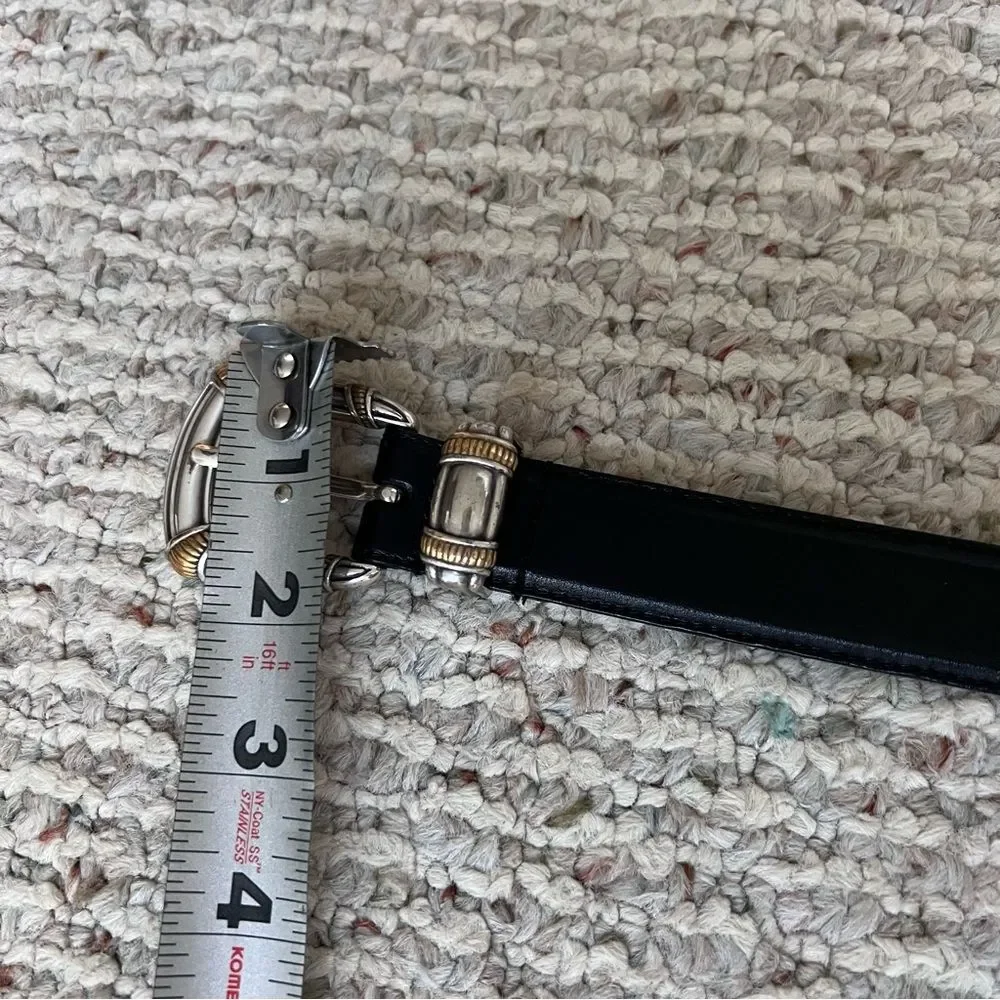 Vintage Fossil Black Leather Belt With Ornate Buckle